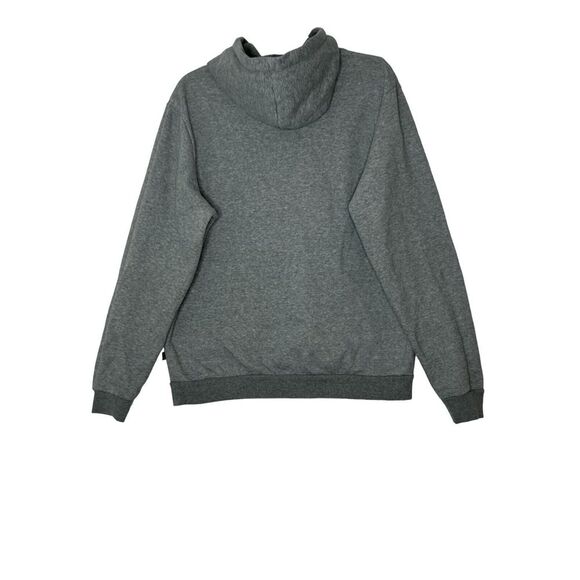 Puma Hoodie Men's Large Gray Fleece Logo Sweatshirt Kangaroo Pockets Pullover - Picture 2 of 5